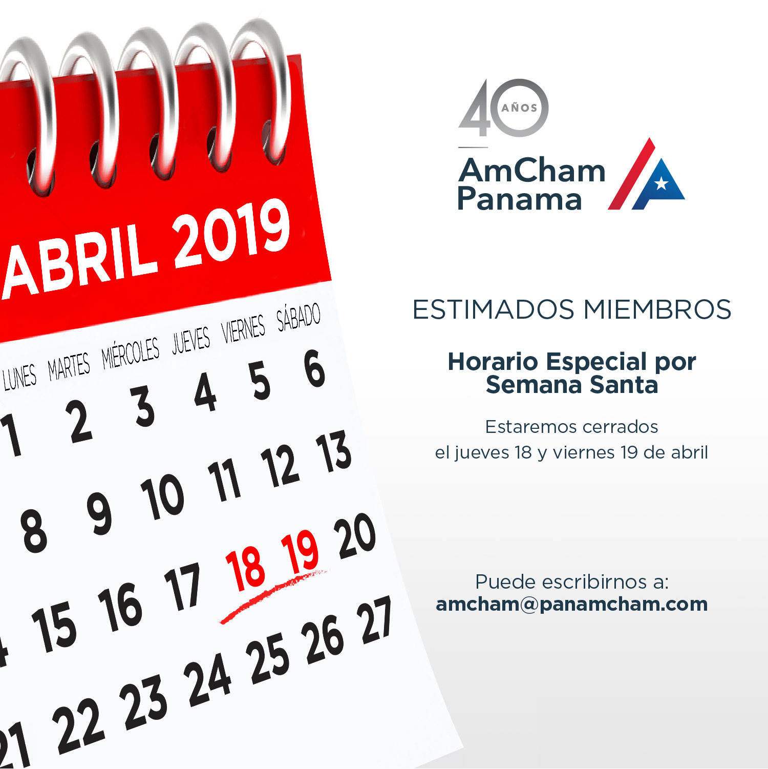 Horario de Semana Santa Panamcham